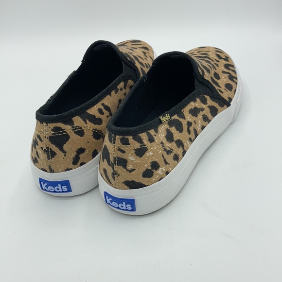 Keds Double Decker Leopard Cheetah Print Sneakers Slip On Shoes Dream Foam - Picture 4 of 9